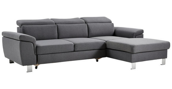 ECKSOFA inkl.Funktionen Grau Webstoff  - Silberfarben/Grau, Design, Textil/Metall (250/167cm) - Xora