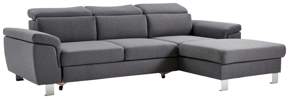 ECKSOFA inkl.Funktionen Grau Webstoff  - Silberfarben/Grau, Design, Textil/Metall (250/167cm) - Xora