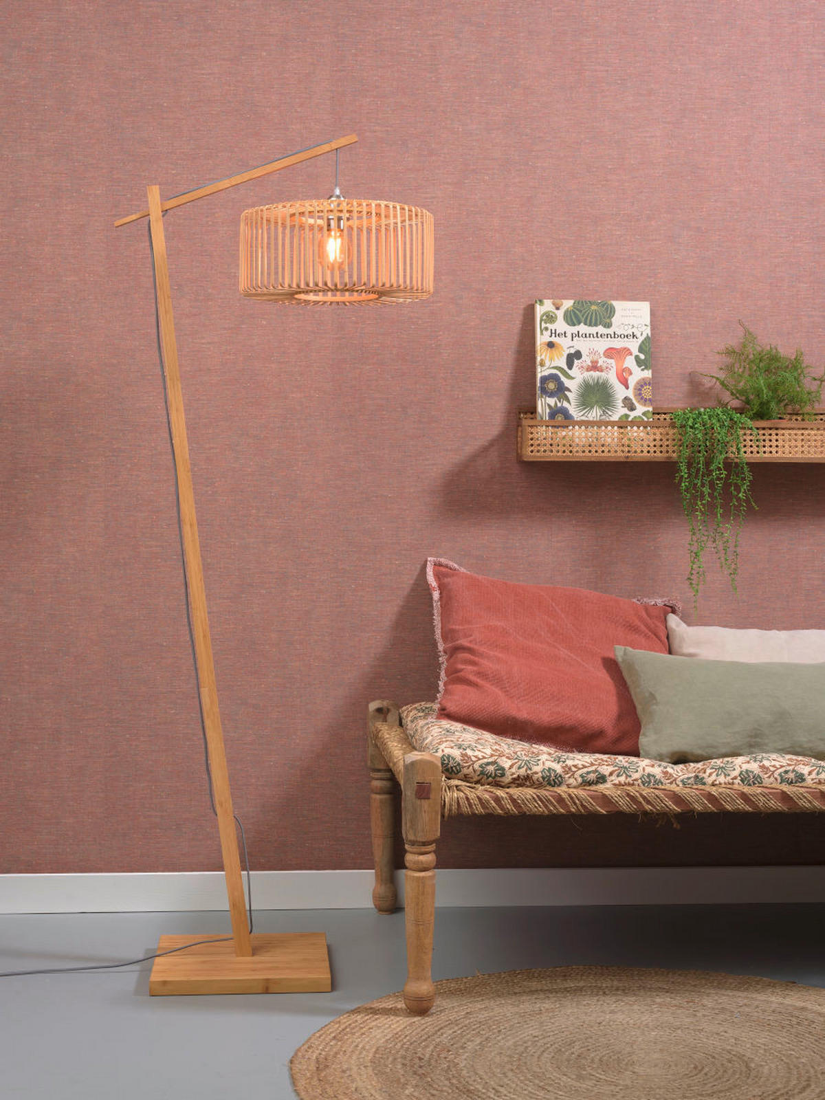 GOLVLAMPA GOOD&MOJO     - naturfärgad, Trend, trä (176/40/68cm) - Good & Mojo