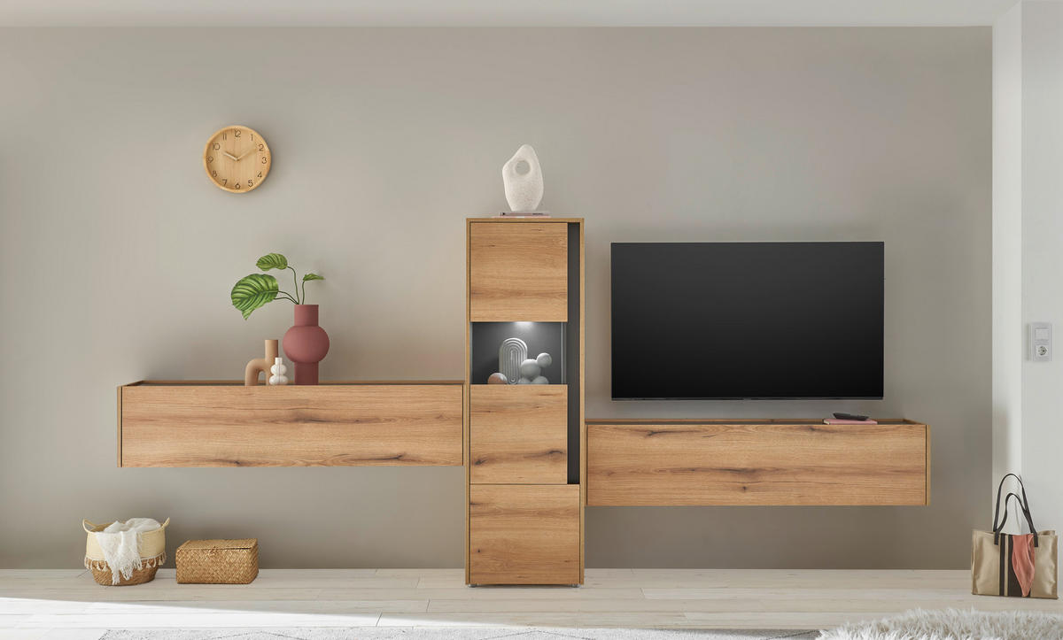 VITRINE  in Anthrazit, Eichefarben  - Eichefarben/Anthrazit, Design, Holzwerkstoff/Kunststoff (50/157/40cm) - Modante