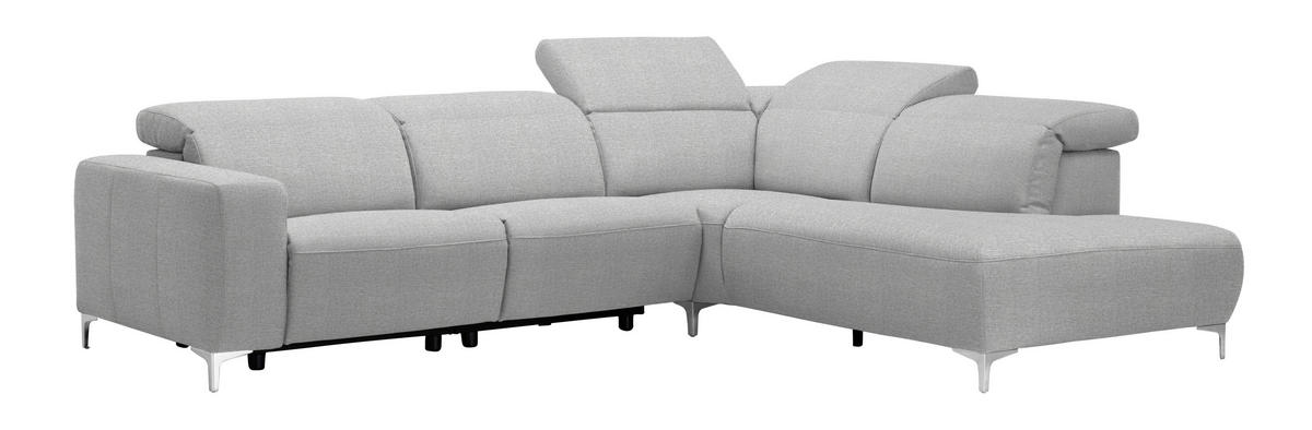 ECKSOFA Hellgrau Flachgewebe  - Hellgrau, Design, Textil/Metall (290/238cm) - Pure Home Lifestyle