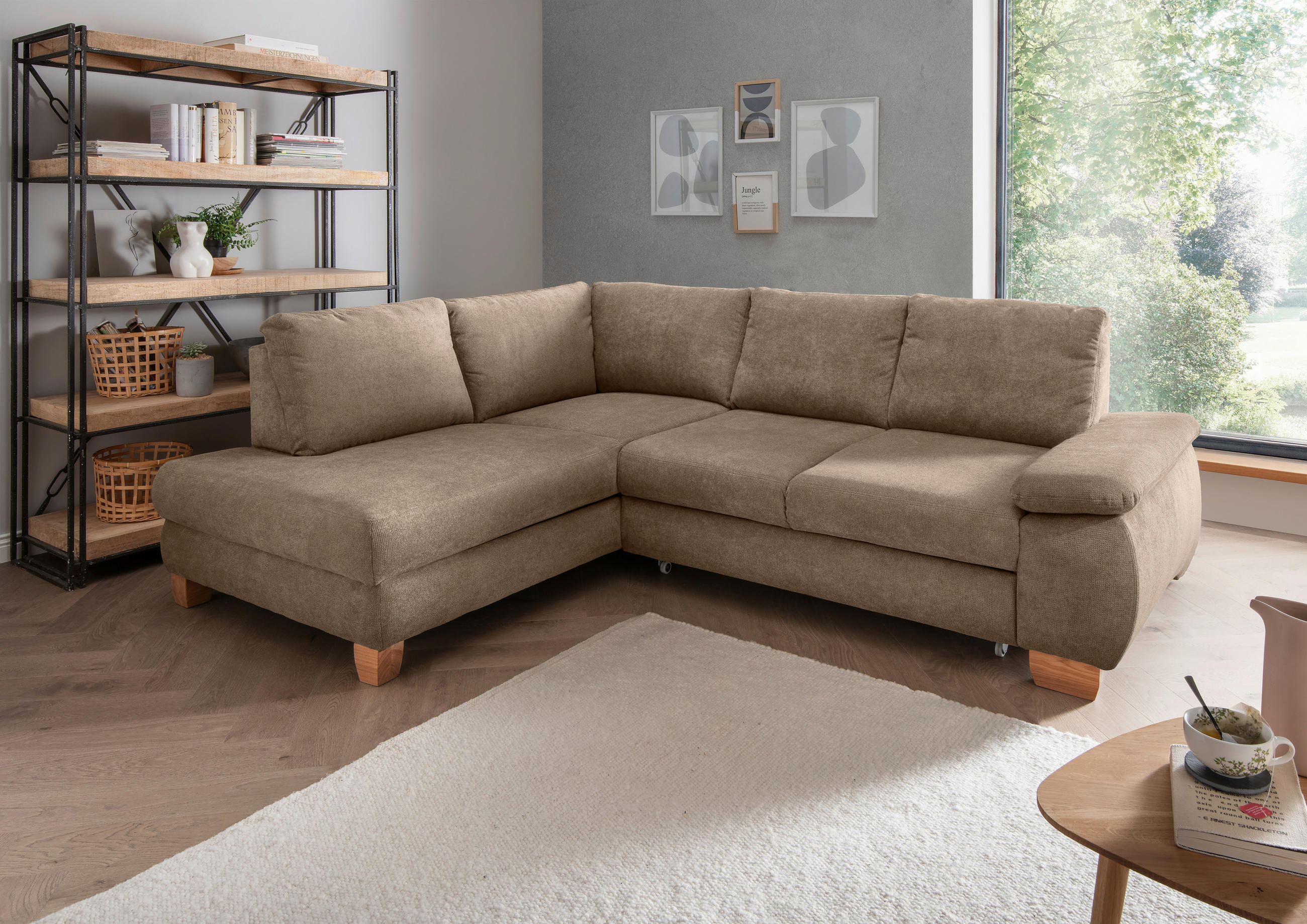 Thumbnail - Livetastic Eckschlafsofa, Hellbraun, Textil, 4-Sitzer, 261x206 cm, Liegefunktion, Rücken echt, Armteil rechts, Wohnzimme...