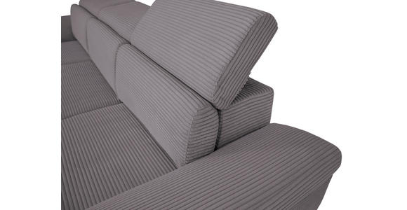 ECKSOFA inkl. Funktionen Dunkelgrau Cord  - Dunkelgrau/Silberfarben, Design, Textil/Metall (250/167cm) - Xora