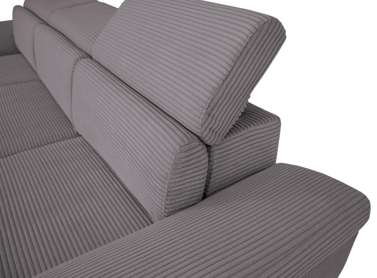 ECKSOFA inkl. Funktionen Dunkelgrau Cord  - Dunkelgrau/Silberfarben, Design, Textil/Metall (167/250cm) - Xora