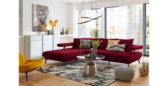 ECKSOFA Fino in Mikrofaser Bordeaux  224/305 cm  - Bordeaux/Schwarz, Design, Textil/Metall (224/305cm) - Dieter Knoll