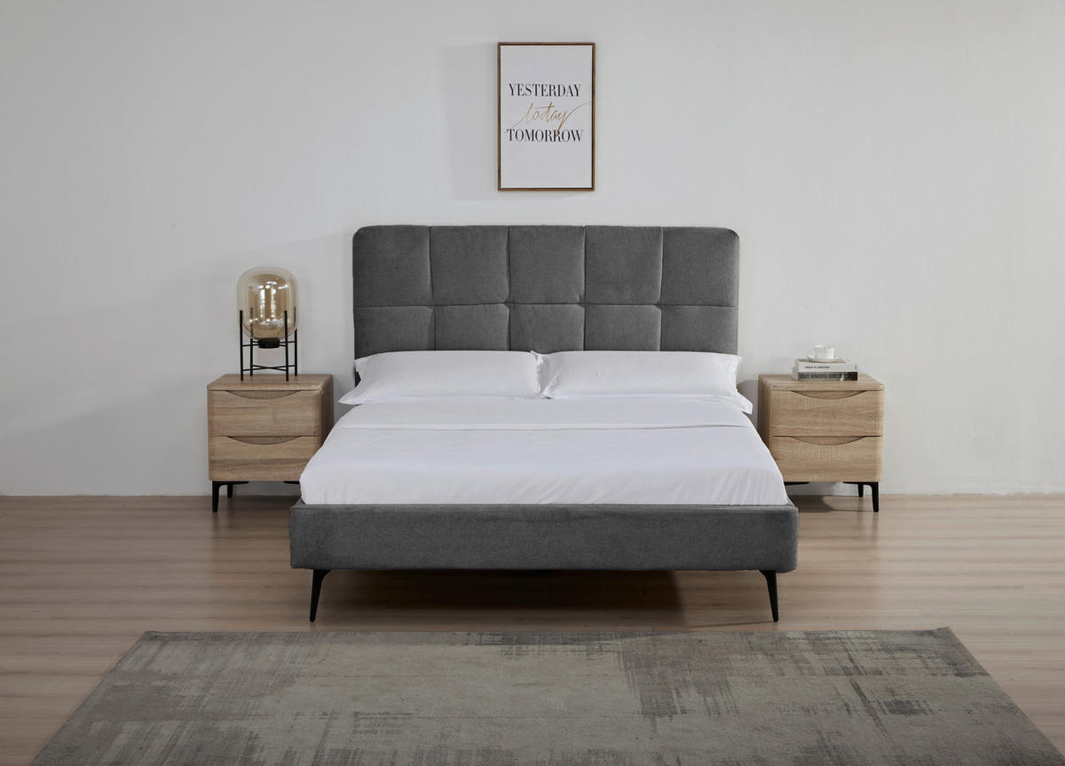 POLSTERBETT 140/200 cm,  in Dunkelgrau,  - Dunkelgrau/Schwarz, Design, Holz/Textil (140/200cm) - Boxxx
