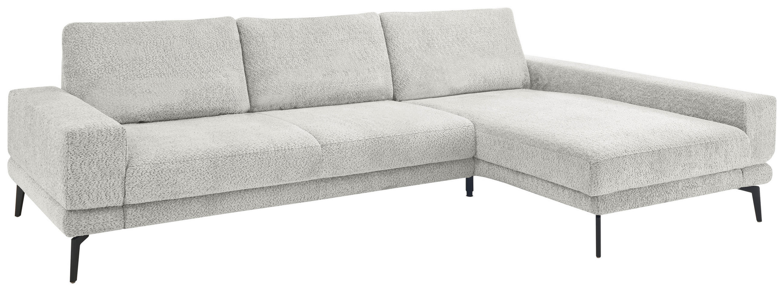 ECKSOFA Hellgrau Chenille  - Hellgrau/Schwarz, KONVENTIONELL, Textil/Metall (294/184cm) - SetOne by Musterring
