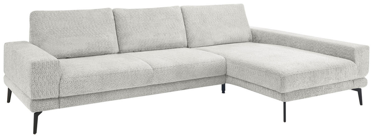 ECKSOFA Hellgrau Chenille  - Hellgrau/Schwarz, KONVENTIONELL, Textil/Metall (294/184cm) - SetOne by Musterring
