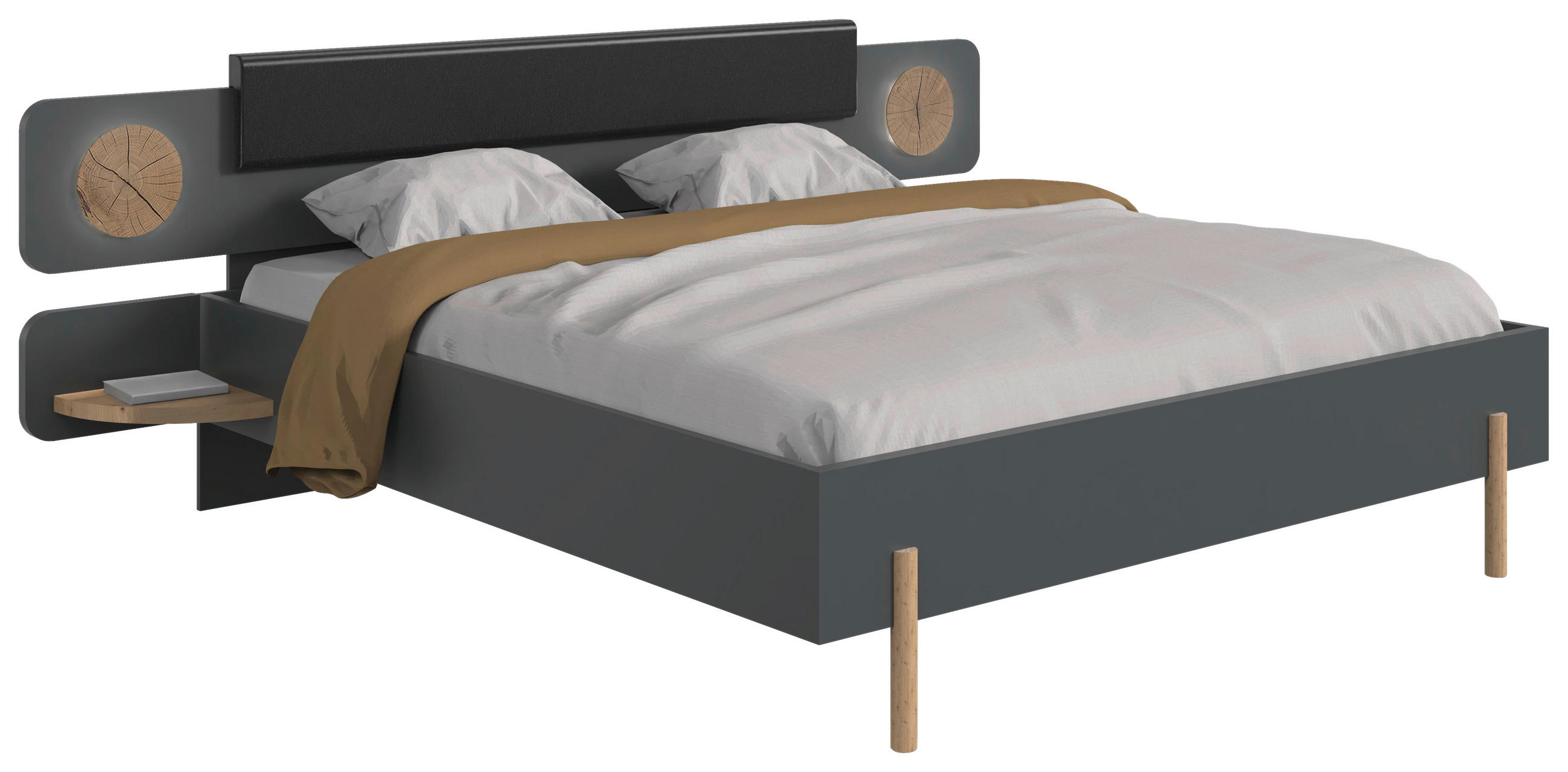 SÄNGSYSTEM 180/200 cm  i grafitfärgad, ekfärgad   - grafitfärgad/ekfärgad, Design, trämaterial/textil (180/200cm) - Ti'me