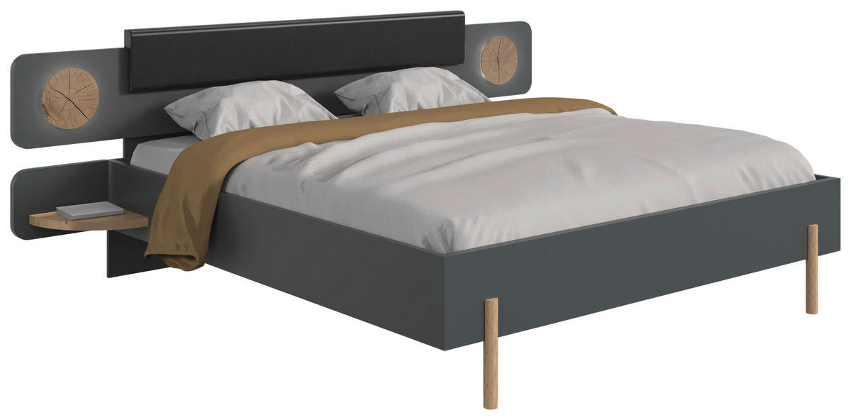 BETTANLAGE - Eichefarben/Graphitfarben, Design, Textil (180/200cm) - MID.YOU