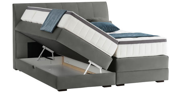 BOXSPRINGBETT 180/200 cm in Hellgrau - Wengefarben/Hellgrau, KONVENTIONELL, Holz/Textil (180/200cm) - Novel