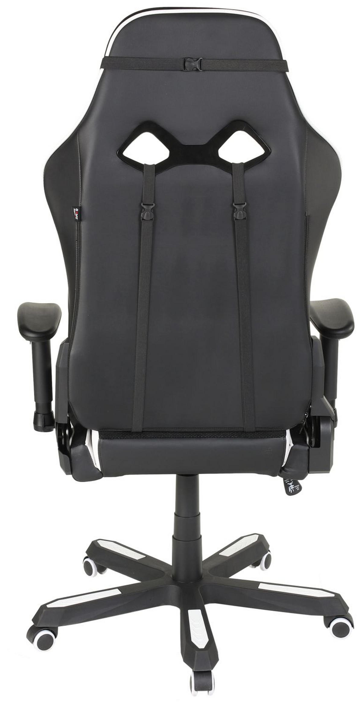 GAMER SZÉK  bőrhatású textil, mikroszál fekete, fehér  - fekete/fehér, Design, műanyag/textil (72/128-138/72cm) - Xora