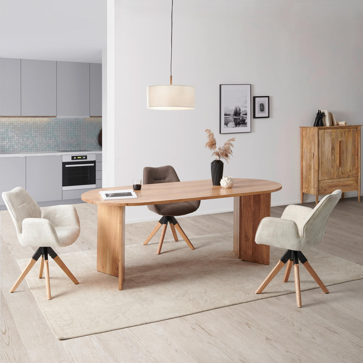 ESSTISCH Akazie vollmassiv oval Akaziefarben  - Akaziefarben, MODERN, Holz (200/76/90cm) - MID.YOU