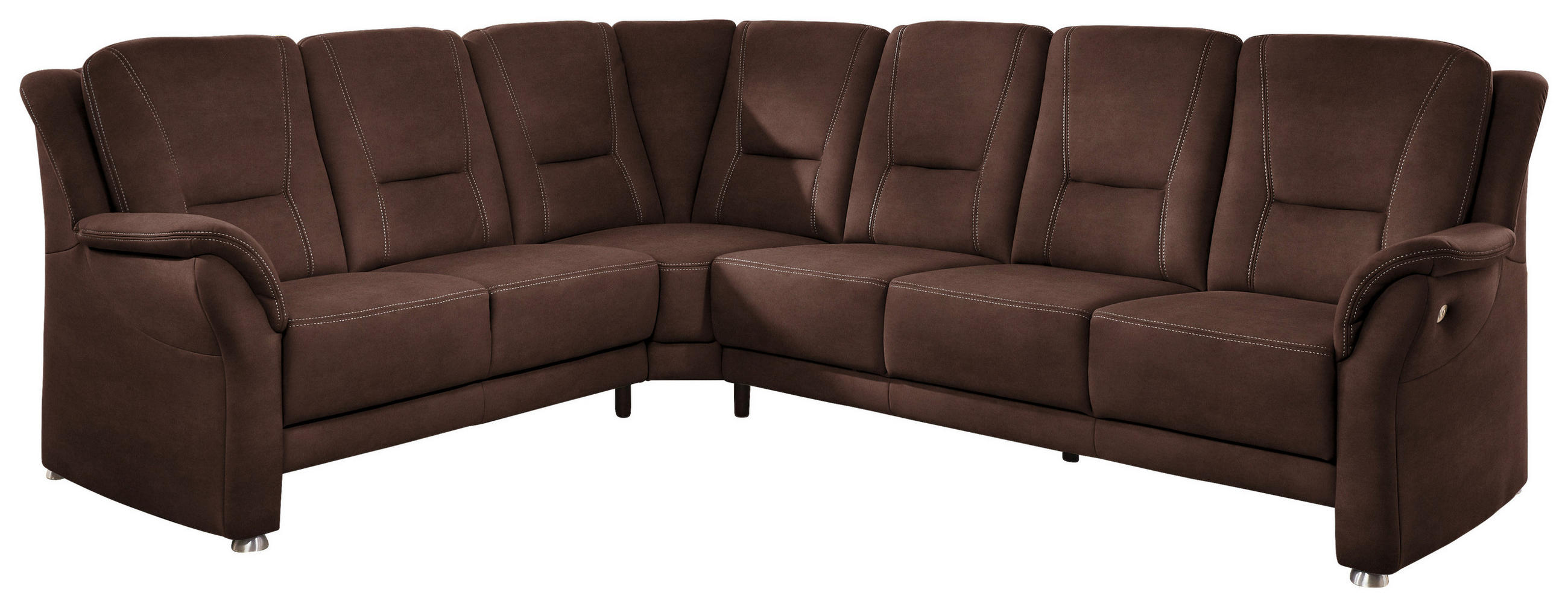 ECKSOFA in Mikrofaser Braun  223/275 cm  - Beige/Alufarben, KONVENTIONELL, Textil/Metall (223/275cm) - Beldomo Comfort