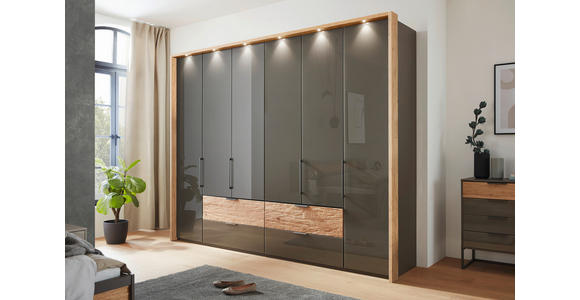 DREHTÜRENSCHRANK in Graubraun - Graubraun, KONVENTIONELL, Glas/Holzwerkstoff (300/216/58cm) - Dieter Knoll