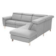 ECKSOFA in Echtleder Grau  - Alufarben/Grau, Design, Leder/Metall (271/242cm) - Cantus