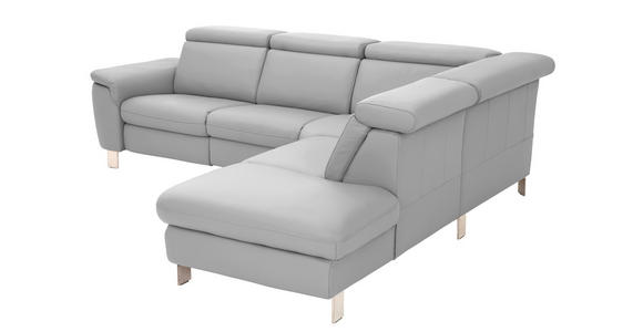 ECKSOFA in Echtleder Grau  - Alufarben/Grau, Design, Leder/Metall (271/242cm) - Cantus