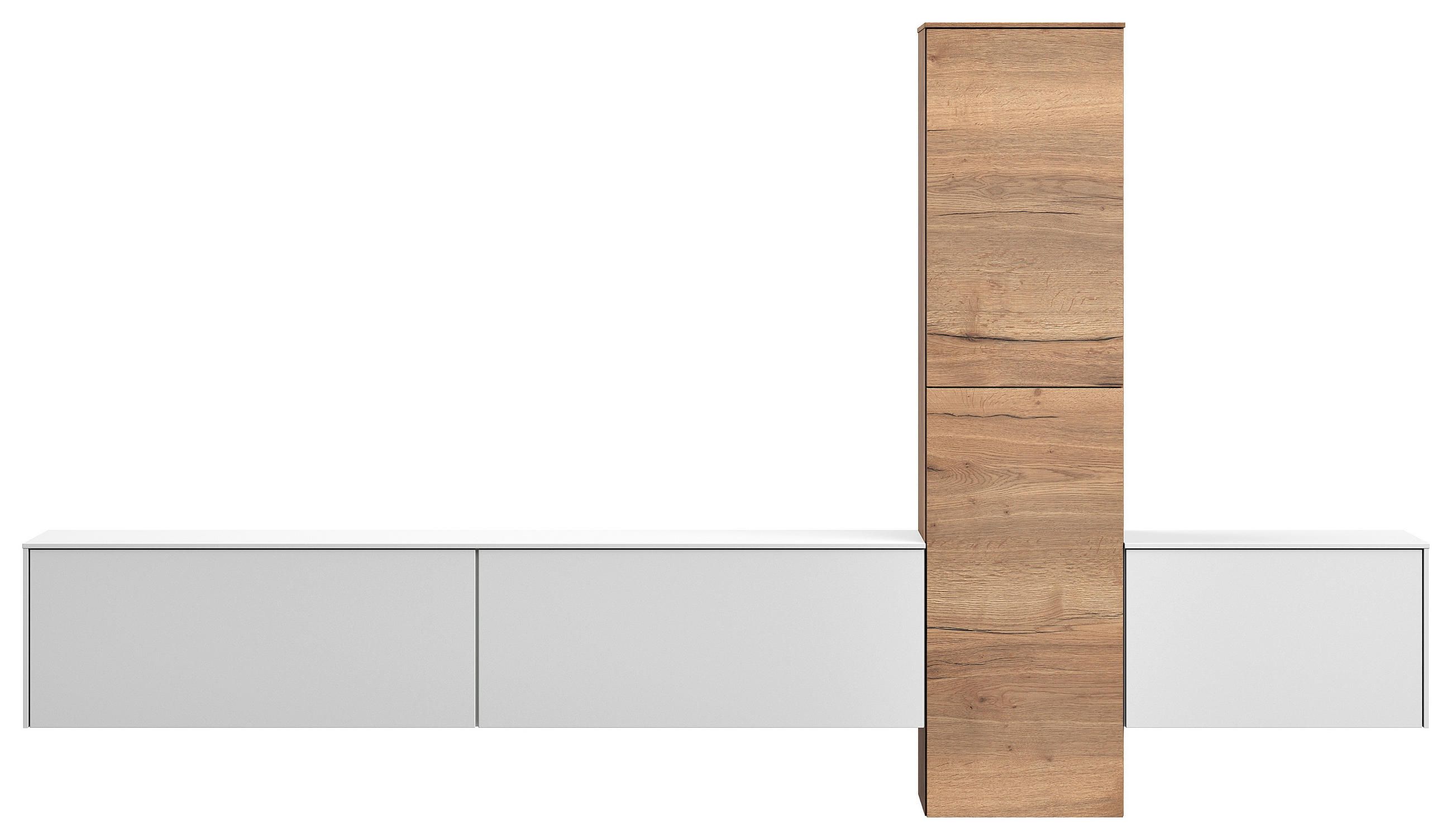 WOHNWAND  in Weiß, Eichefarben  282/160/37 cm  - Eichefarben/Weiß, Design, Holzwerkstoff (282/160/37cm) - Celina Home