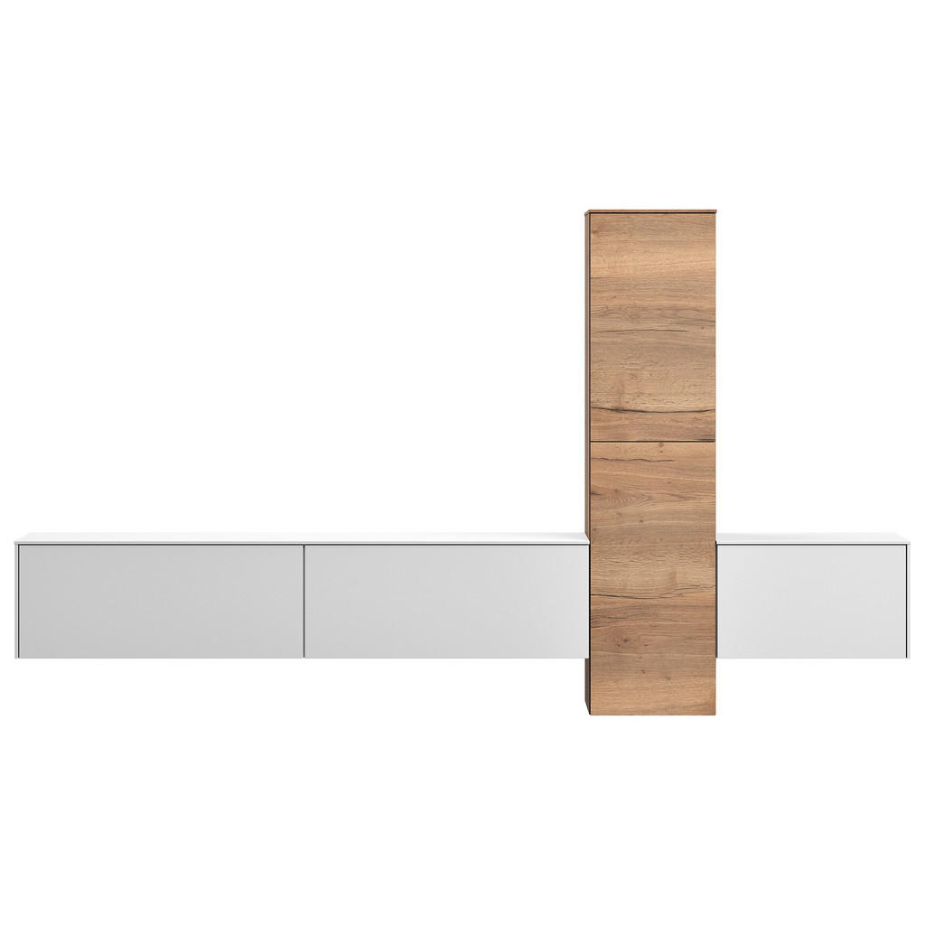 Thumbnail - Celina Home Wohnwand, Weiß, Eiche, Holzwerkstoff, 6,4 Fächer, 282x160x37 cm, Goldenes M, erweiterbar, Typenauswahl, indi...