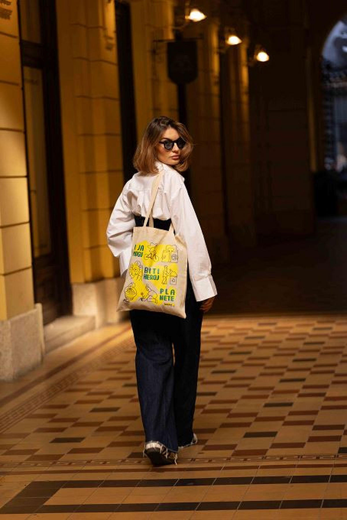 TORBA ZA KUPOVINU  žuta, zelena, crna, bež   - zelena/bež, Basics, tekstil (38/42cm)