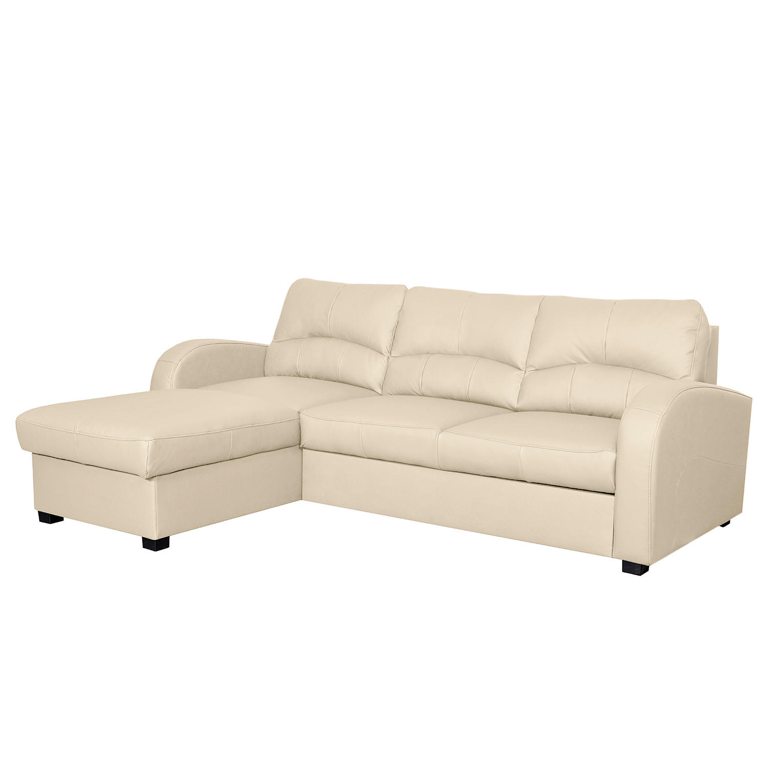 ECKSOFA  Lederlook Creme  - Creme/Schwarz, Design, Kunststoff/Textil (168/227cm) - Livetastic