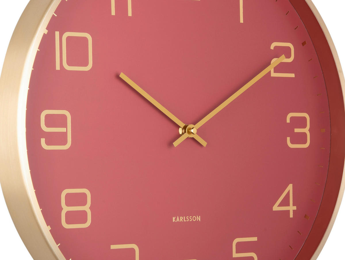 WANDUHR  Rot, Goldfarben  - Rot/Goldfarben, Basics, Metall (40/40/4,2cm) - Karlsson