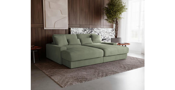 BIGSOFA in Cord Olivgrün - Schwarz/Olivgrün, MODERN, Kunststoff/Textil (230/85/190cm) - Carryhome