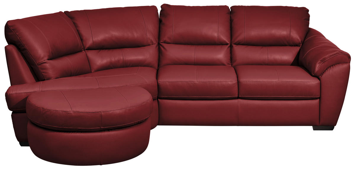 ECKSOFA Rot Kombination Echtleder/Lederlook  - Wengefarben/Rot, KONVENTIONELL, Leder/Holz (194/273cm) - Livetastic