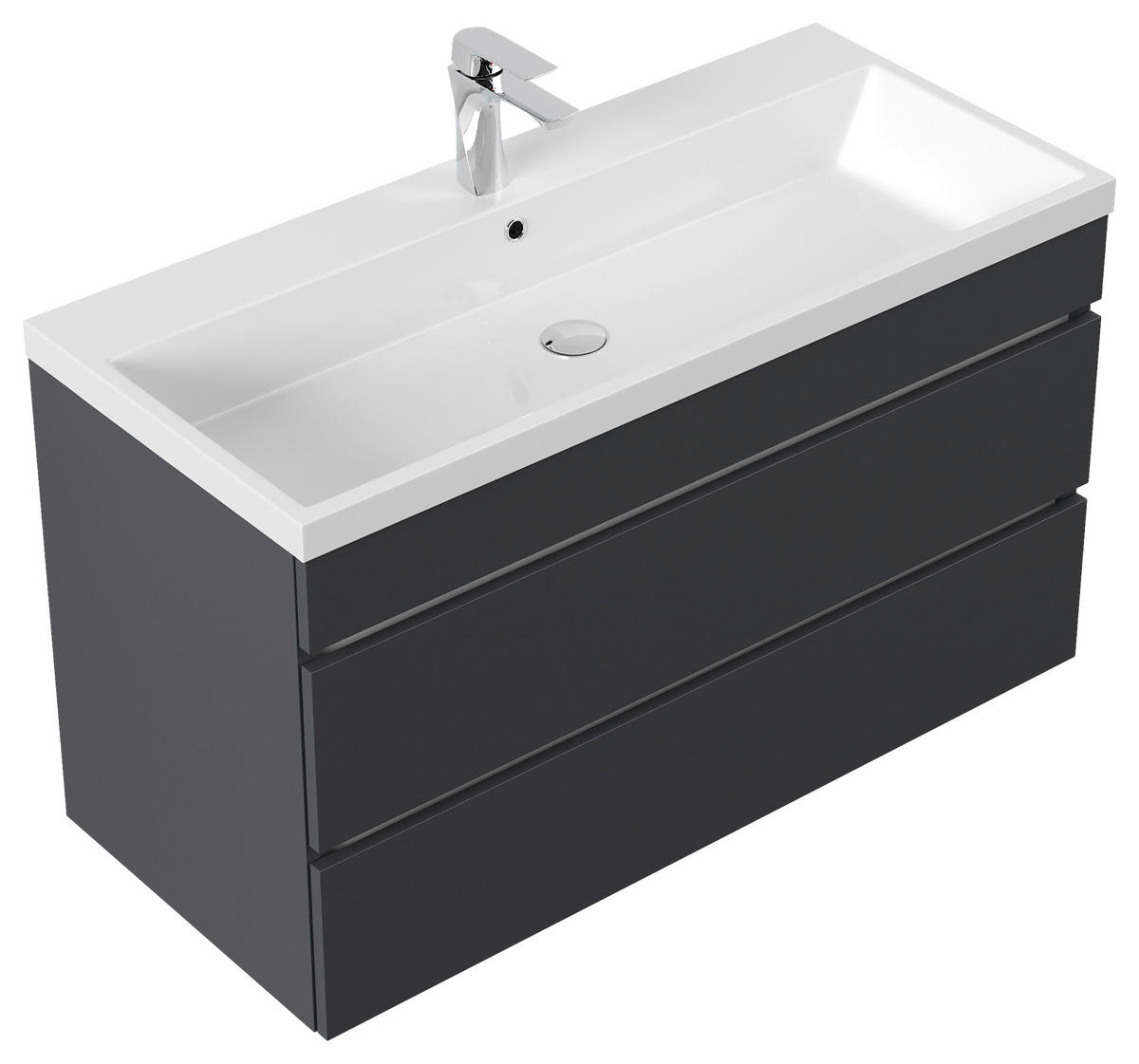 WASCHTISCHKOMBI 100 cm  - Graphitfarben, Basics, Holzwerkstoff (100cm) - MID.YOU