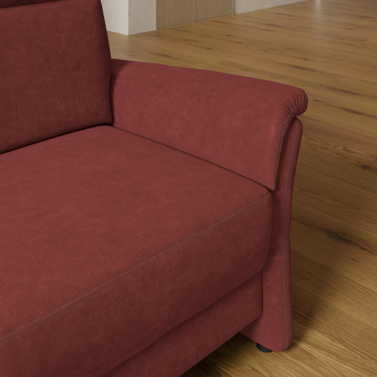 2,5-SITZER Mikrofaser Rotbraun  - Rotbraun/Schwarz, Konventionell, Kunststoff/Textil (170/99/91cm) - Elegando