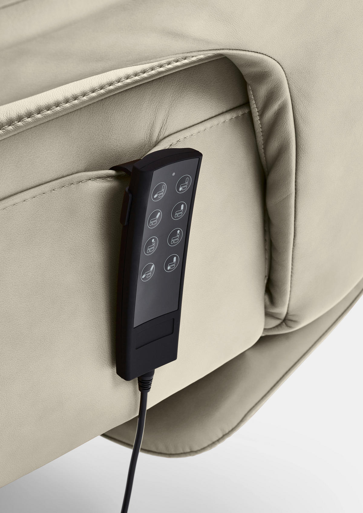 RELAXSESSEL in Leder Ecru  - Ecru/Schwarz, Design, Leder/Metall (83/123/87cm) - Valdera
