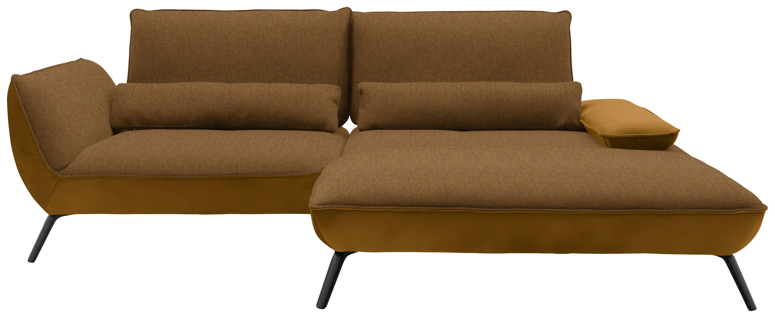 ECKSOFA in Flachgewebe Goldfarben  - Goldfarben/Schwarz, Design, Textil/Metall (273/191cm) - Moderano
