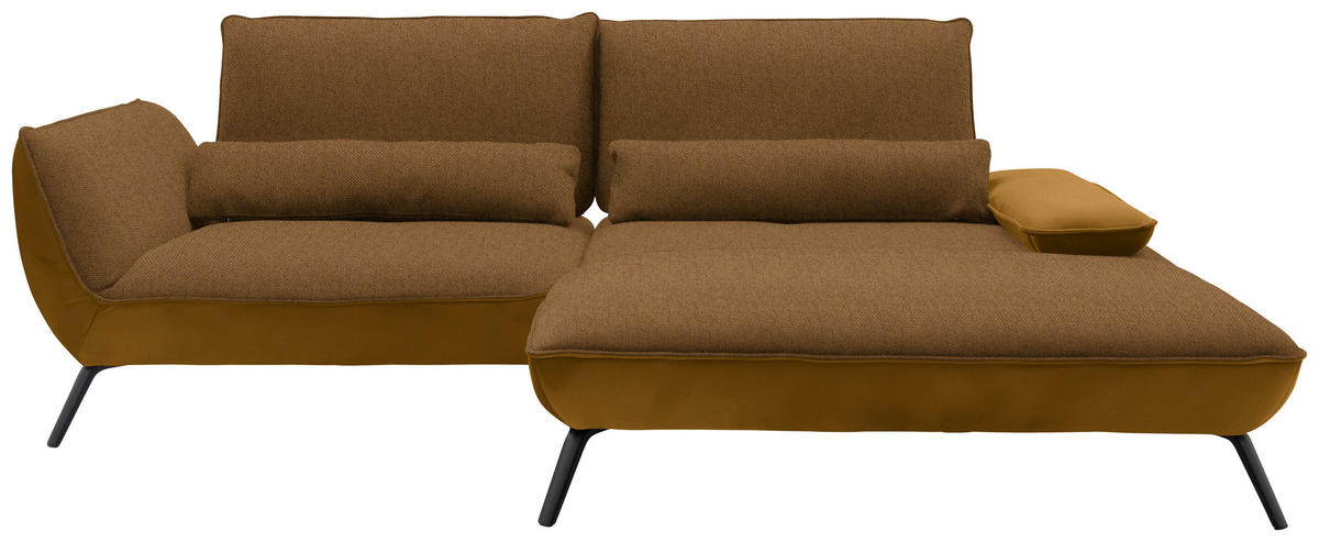 ECKSOFA in Flachgewebe Goldfarben  - Goldfarben/Schwarz, Design, Textil/Metall (273/191cm) - Moderano