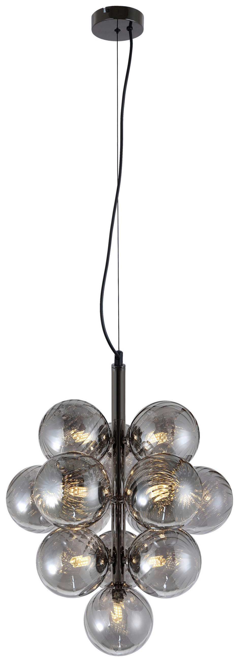 HÄNGELEUCHTE 39,5/120 cm  - Schwarzchrom, Design, Glas/Metall (39,5/120cm) - Collett's Monde