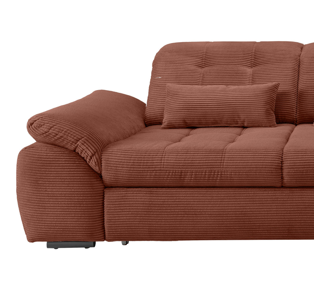 ECKSOFA Koralle Cord  - Koralle/Schwarz, MODERN, Textil/Metall (314/184cm) - Livetastic