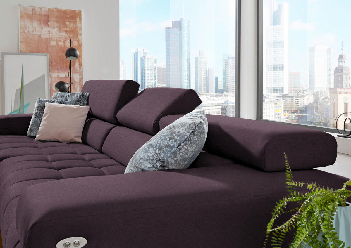 ECKSOFA Mikrofaser Lila, Flieder  - Silberfarben/Lila, Design, Textil/Metall (190/335cm) - Beldomo Speed