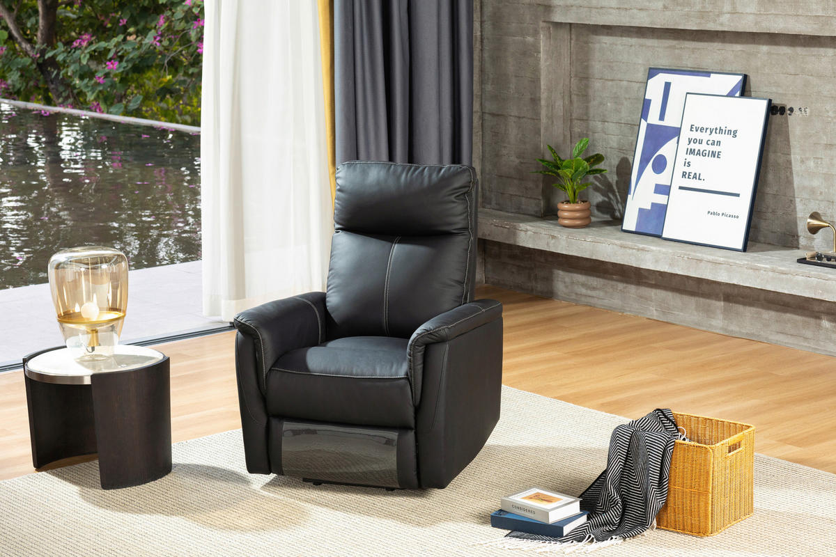FERNSEHSESSEL in Lederlook Schwarz  - Weiss/Schwarz, Design, Leder/Kunststoff (78/108/91cm) - MID.YOU