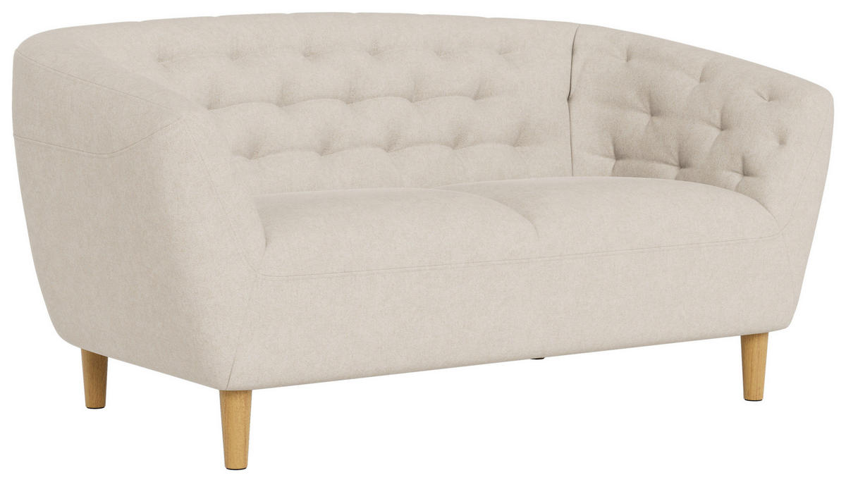 CHESTERFIELD-SOFA Flachgewebe Beige  - Eichefarben/Beige, Trend, Holz/Textil (150/78/84cm) - Ambia Home