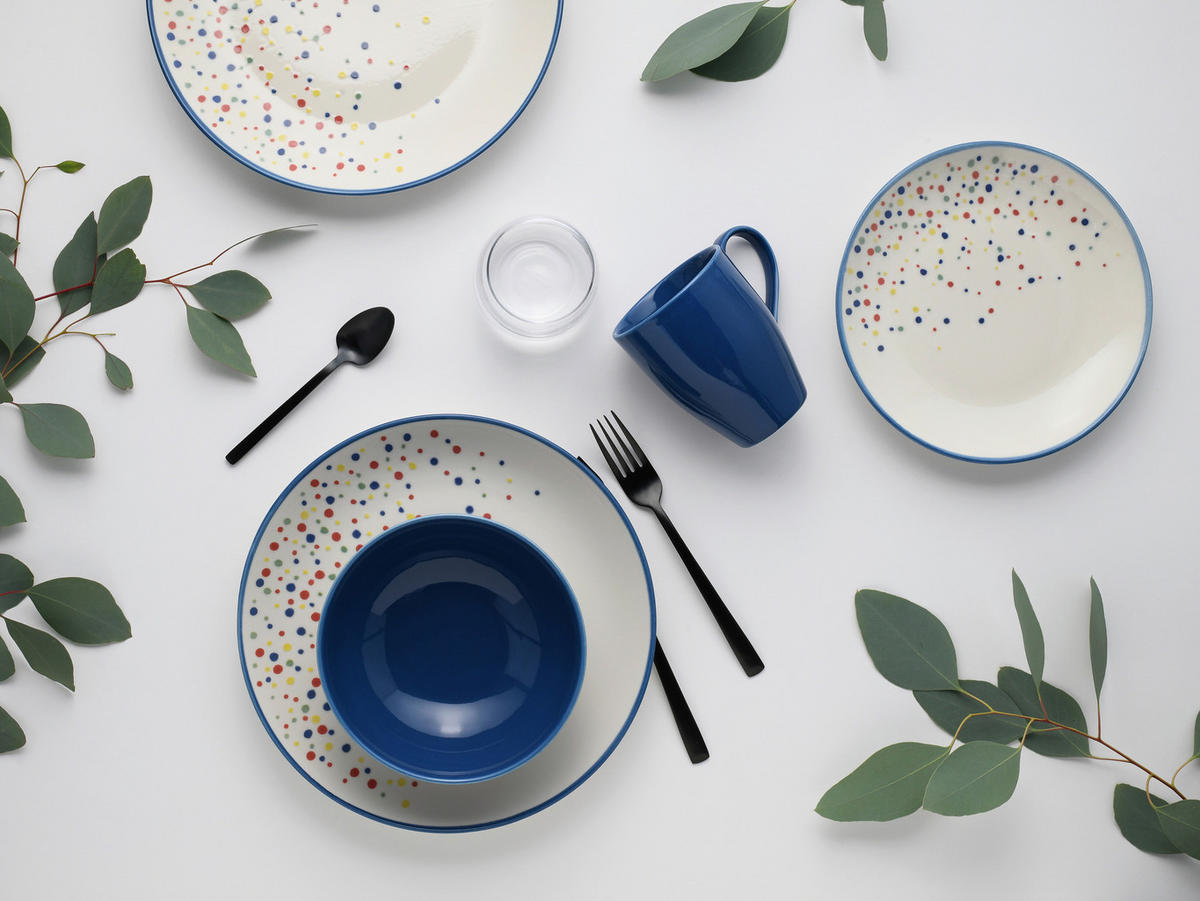 KOMBISERVICE Joy Blau-bunt 16-teilig  - Blau/Creme, Basics, Keramik - Creatable