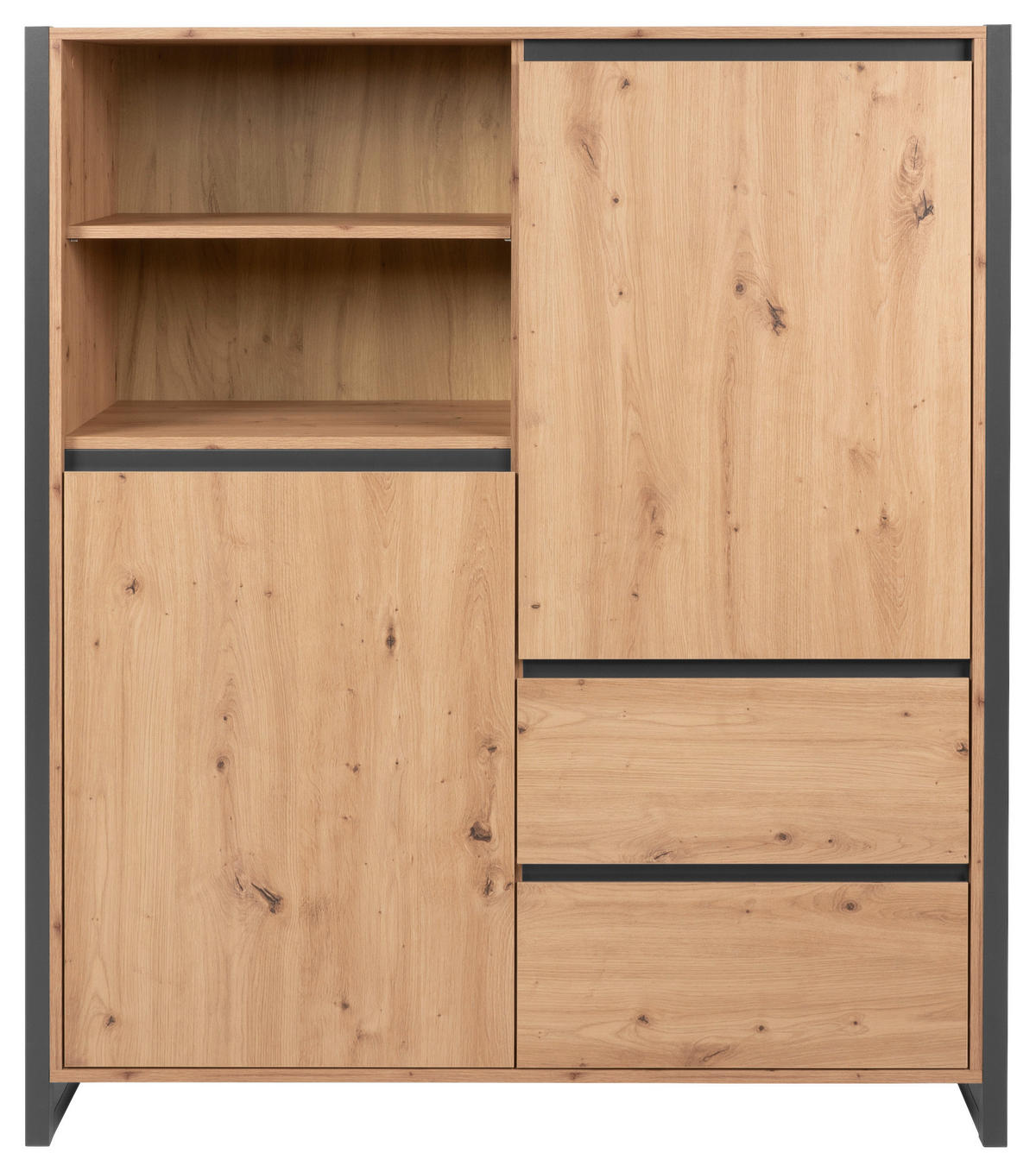 HIGHBOARD  in 120/140/40 cm  - Eichefarben/Anthrazit, MODERN, Holzwerkstoff (120/140/40cm) - MID.YOU