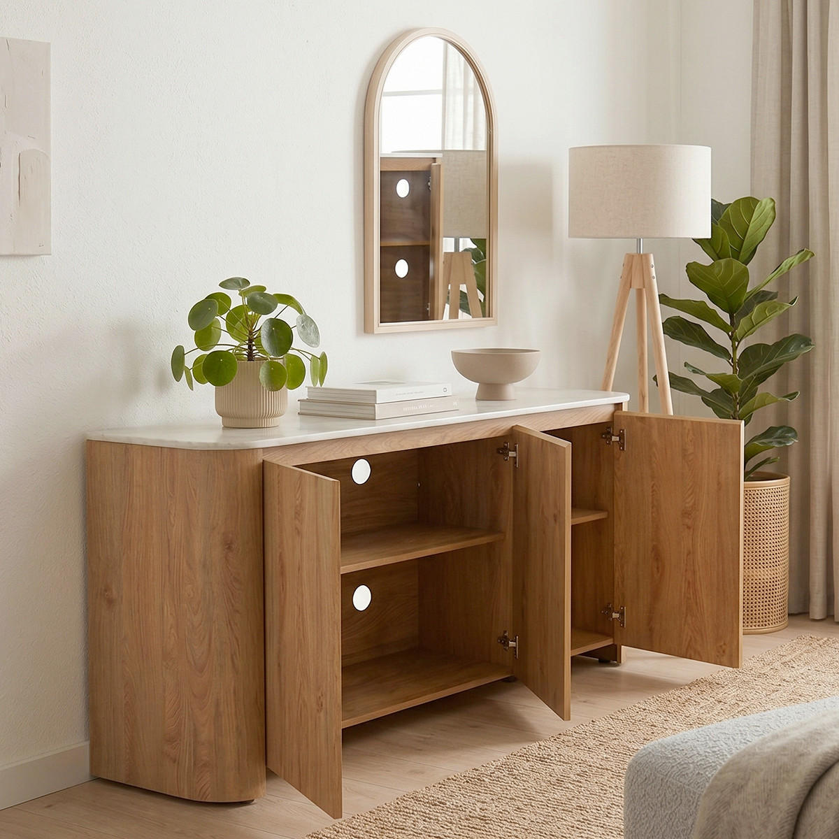 SIDEBOARD  150/74,1/39 cm  - Eichefarben/Weiß, KONVENTIONELL, Holzwerkstoff/Kunststoff (150/74,1/39cm) - MID.YOU