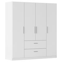 DREHTÜRENSCHRANK 181/197/54 cm,  in Weiß, 4-türig  - Alufarben/Weiß, KONVENTIONELL, Holzwerkstoff/Kunststoff (181/197/54cm) - home24