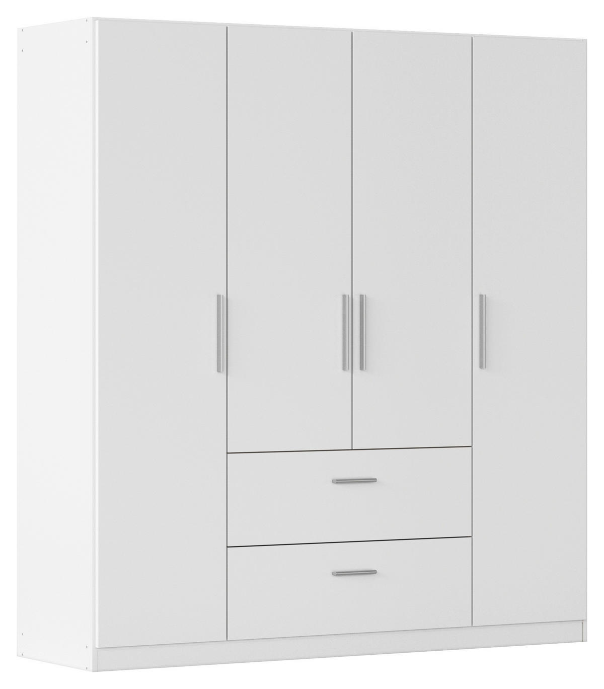 DREHTÜRENSCHRANK 181/197/54 cm,  in Weiß, 4-türig  - Alufarben/Weiß, KONVENTIONELL, Holzwerkstoff/Kunststoff (181/197/54cm) - home24