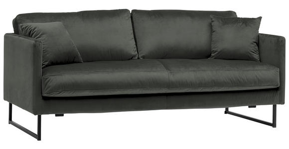2,5-SITZER in Samt Dunkelgrau - Dunkelgrau/Schwarz, Design, Textil/Metall (180/78/84cm) - Carryhome