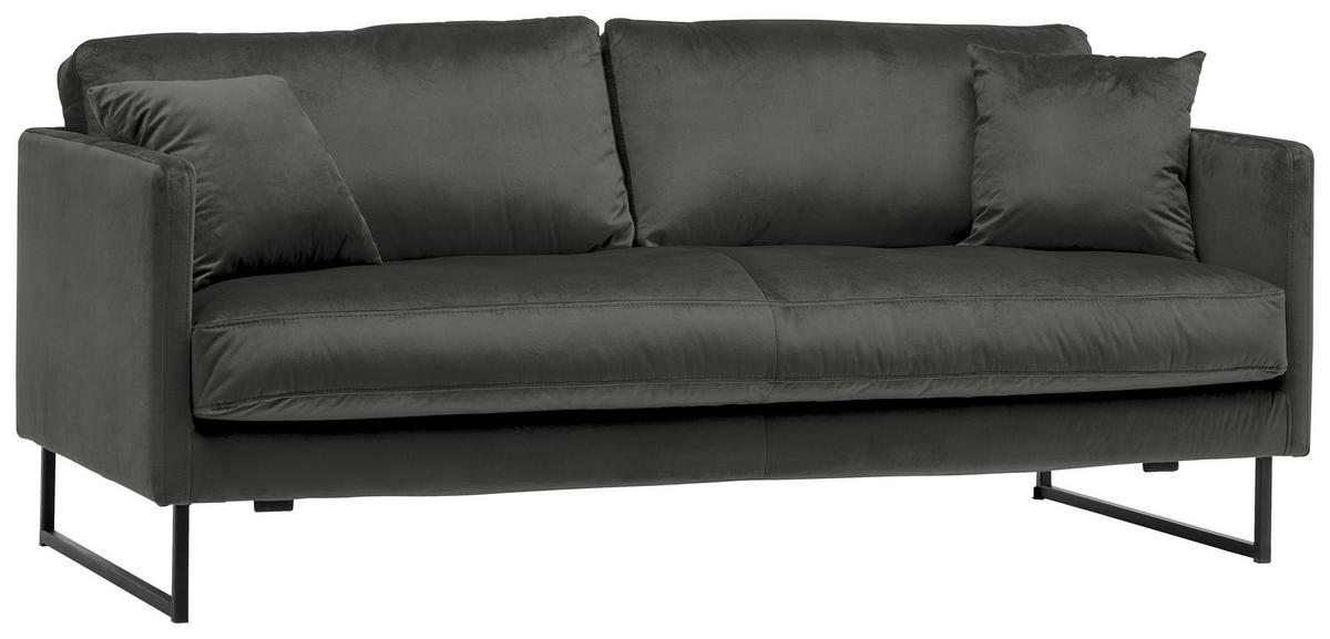 2,5-SITZER in Samt Dunkelgrau  - Dunkelgrau/Schwarz, Design, Textil/Metall (180/78/84cm) - Carryhome