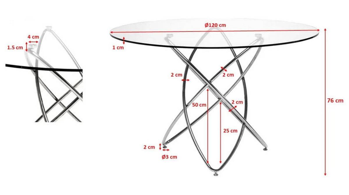 ESSTISCH in Metall, Glas 120/120/76 cm  - Schwarz, Glas/Metall (120/120/76cm) - Kare-Design