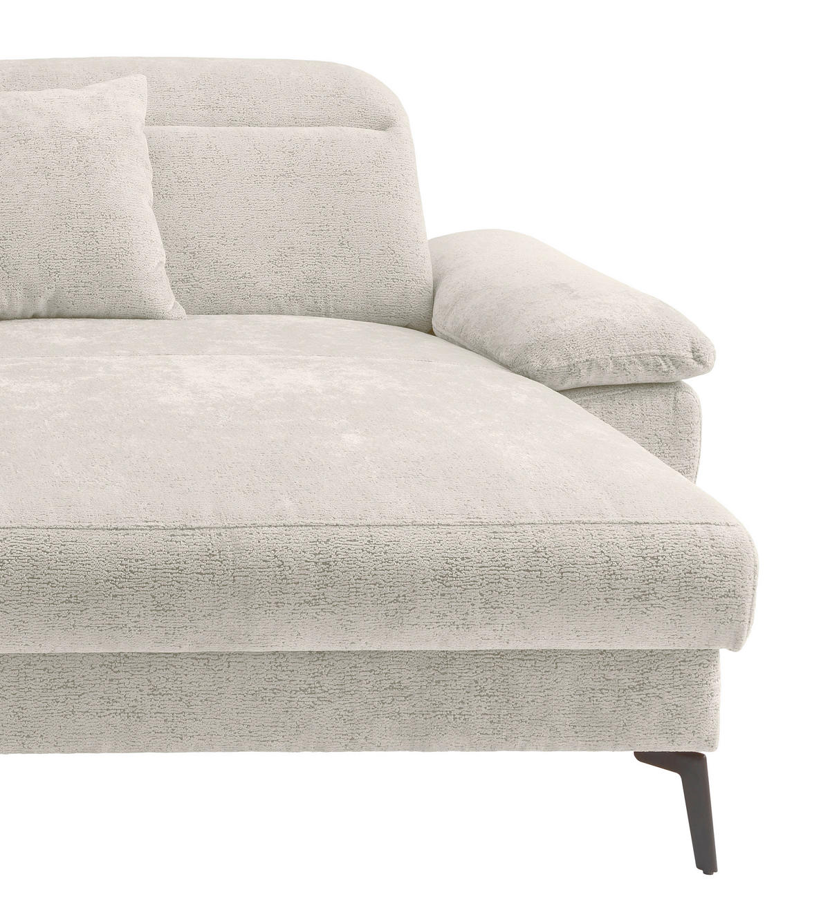 ECKSOFA Chenille Creme  - Creme/Schwarz, Konventionell, Textil/Metall (300/178cm) - Livetastic