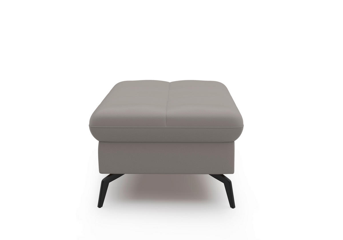 HOCKER in Leder Hellgrau  - Hellgrau/Schwarz, Konventionell, Leder/Metall (102/47/69cm) - Sit & More
