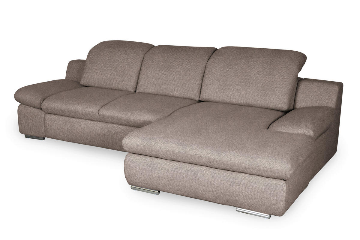 ECKSOFA in Chenille Taupe  - Taupe/Chromfarben, Design, Textil/Metall (286/165cm) - Livetastic