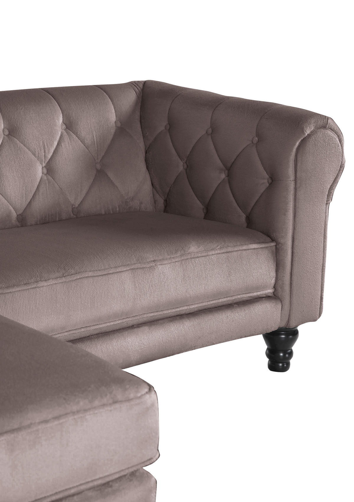 ECKSOFA  in Plüsch Schlammfarben  160/260 cm  - Schlammfarben/Dunkelbraun, Design, Holz/Textil (160/260cm) - MID.YOU